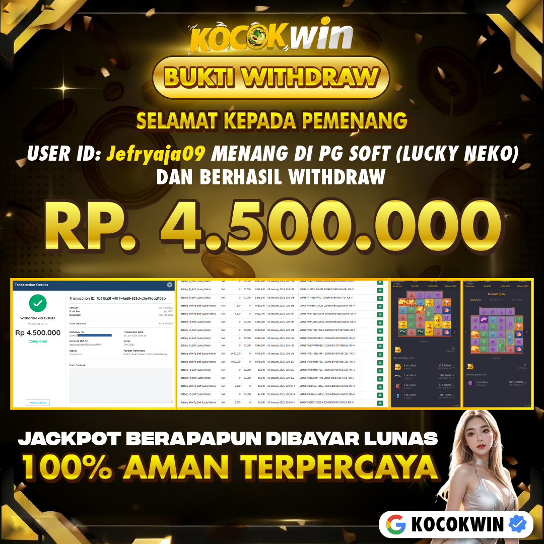 BUKTI WITHDRAW PG SOFT (LUCKY NEKO)- KOCOK WIN
