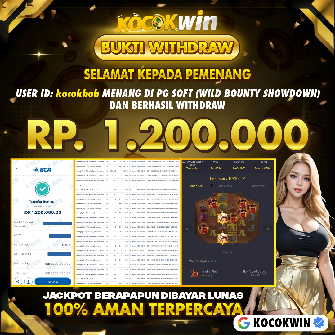 BUKTI WITHDRAW PG SOFT (WILD BOUNTY SHOWDOWN) - KOCOK WIN