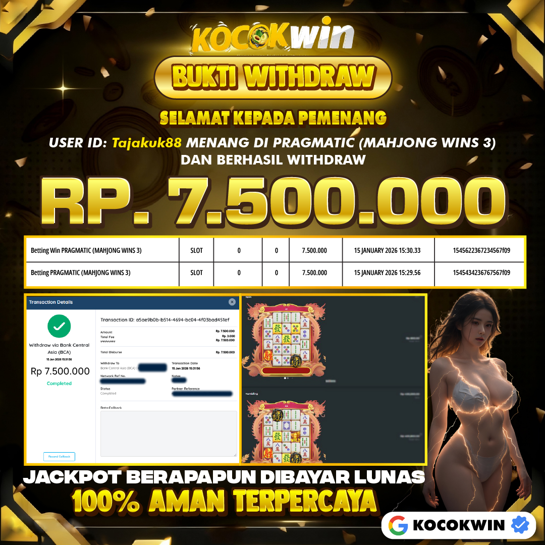 BUKTI WITHDRAW PRAGMATIC ( MAHJONG WINS 3 ) - KOCOK WIN