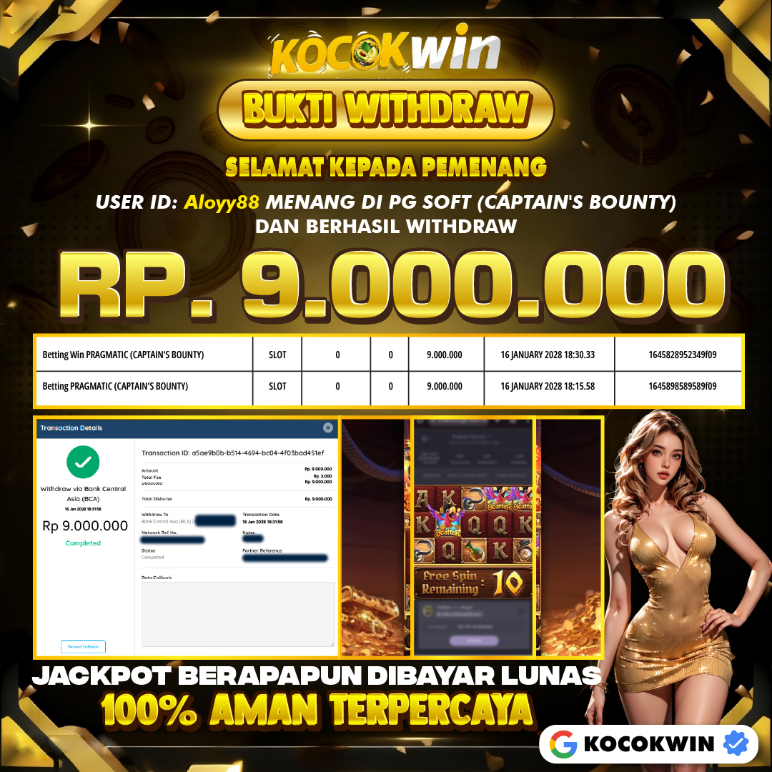 BUKTI WITHDRAW PG SOFT ( CAPTAIN'S BOUNTY ) - KOCOK WIN