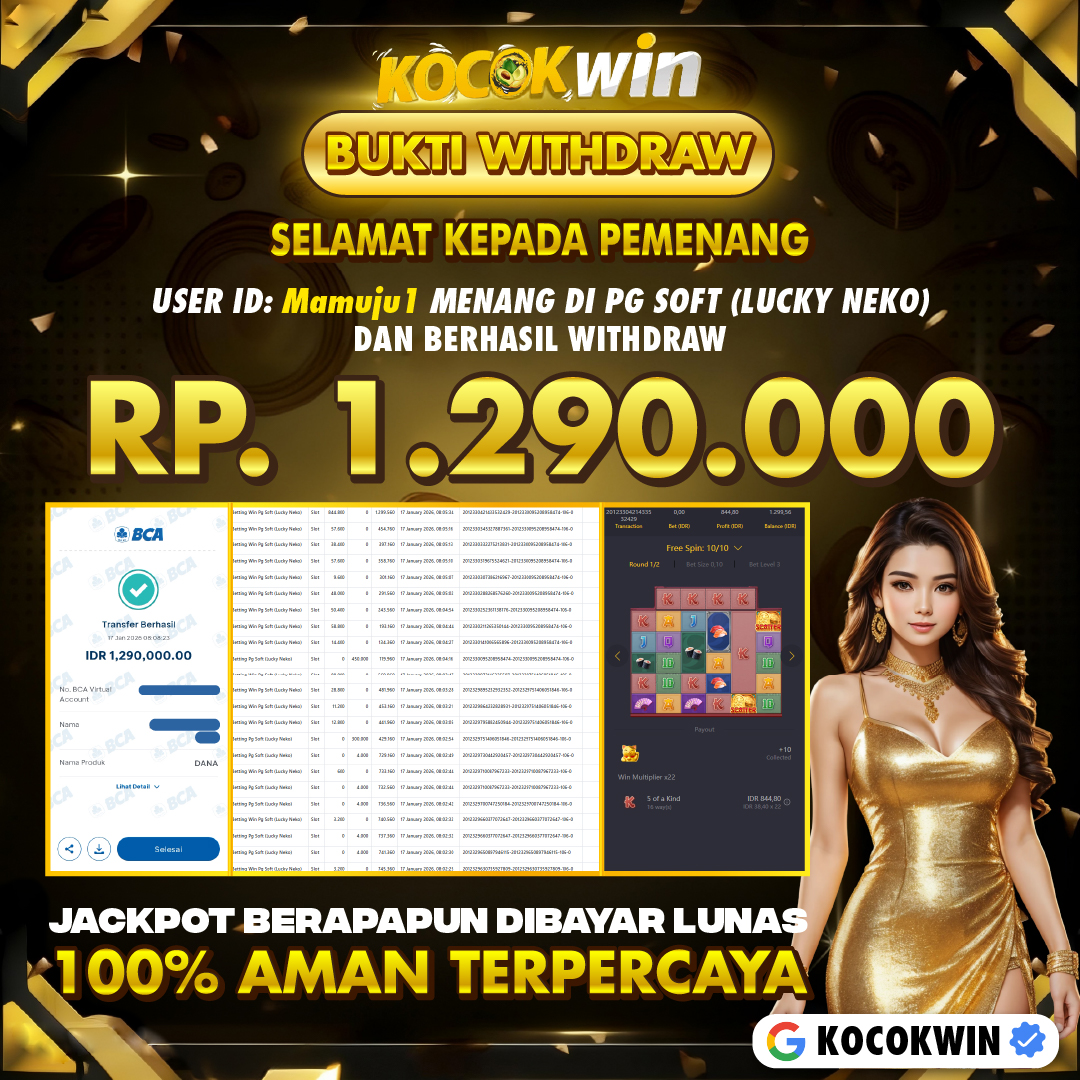 BUKTI WITHDRAW PG SOFT ( LUCKY NEKO ) - KOCOK WIN