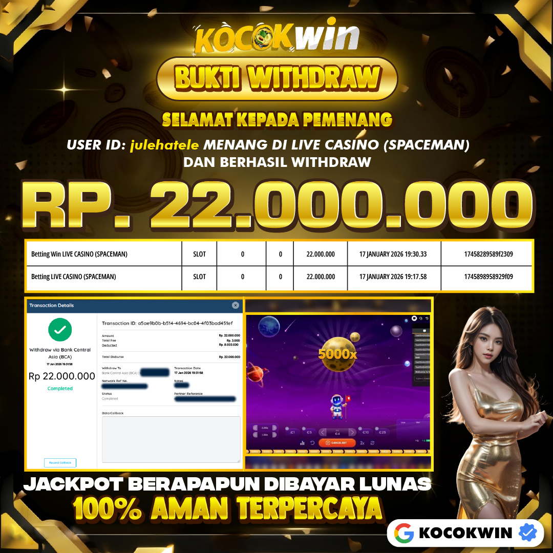 BUKTI WITHDRAW LIVE CASINO ( SPACEMAN ) - KOCOK WIN
