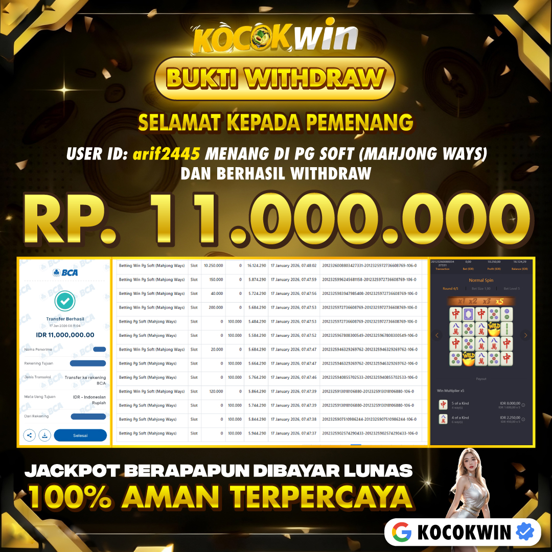 BUKTI WITHDRAW PG SOFT ( MAHJONG WAYS ) - KOCOK WIN