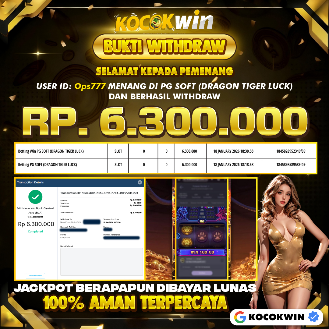 BUKTI WITHDRAW PG SOFT ( DRAGON TIGER LUCK ) - KOCOK WIN
