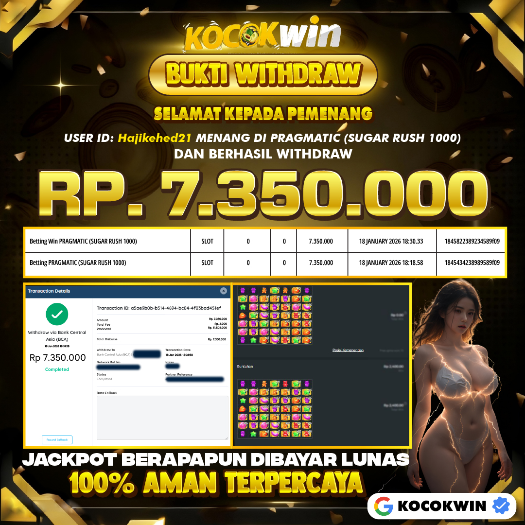 BUKTI WITHDRAW PRAGMATIC ( SUGAR RUSH 1000 )- KOCOK WIN