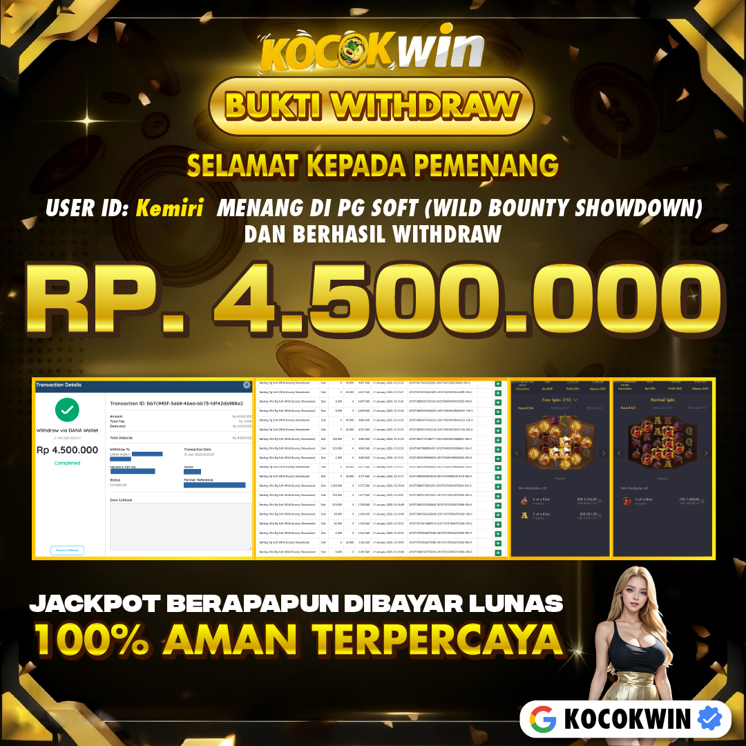 BUKTI WITHDRAW PG SOFT (WILD BOUNTY SHOWDOWN) - KOCOK WIN