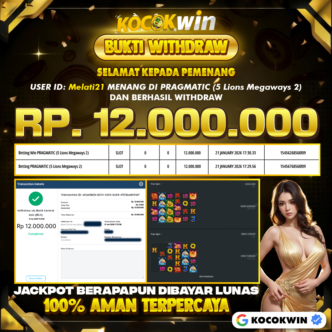 BUKTI WITHDRAW PRAGMATIC (5 LIONS MEGAWAYS 2) - KOCOK WIN