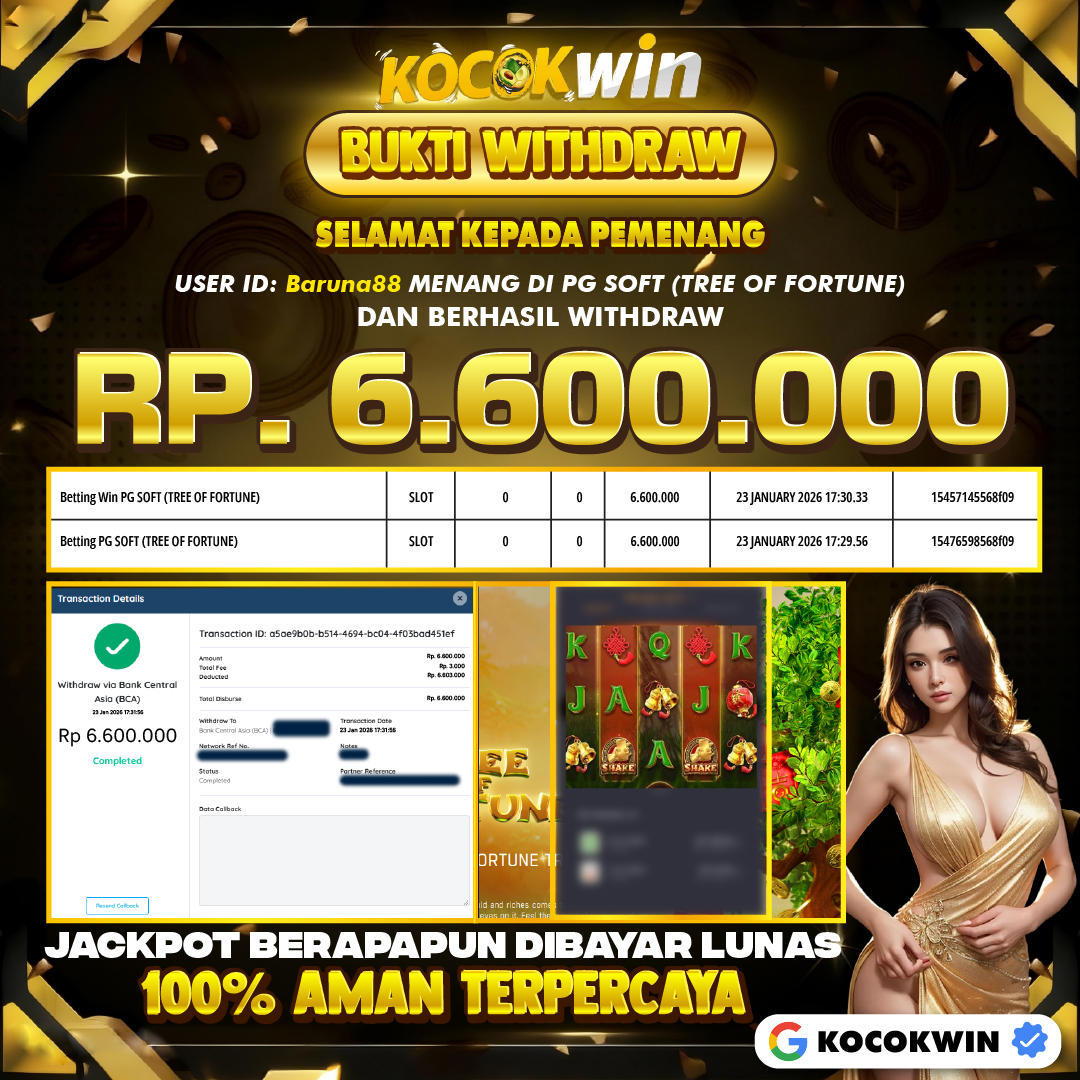 BUKTI WITHDRAW PG SOFT (TREE OF FORTUNE) - KOCOK WIN