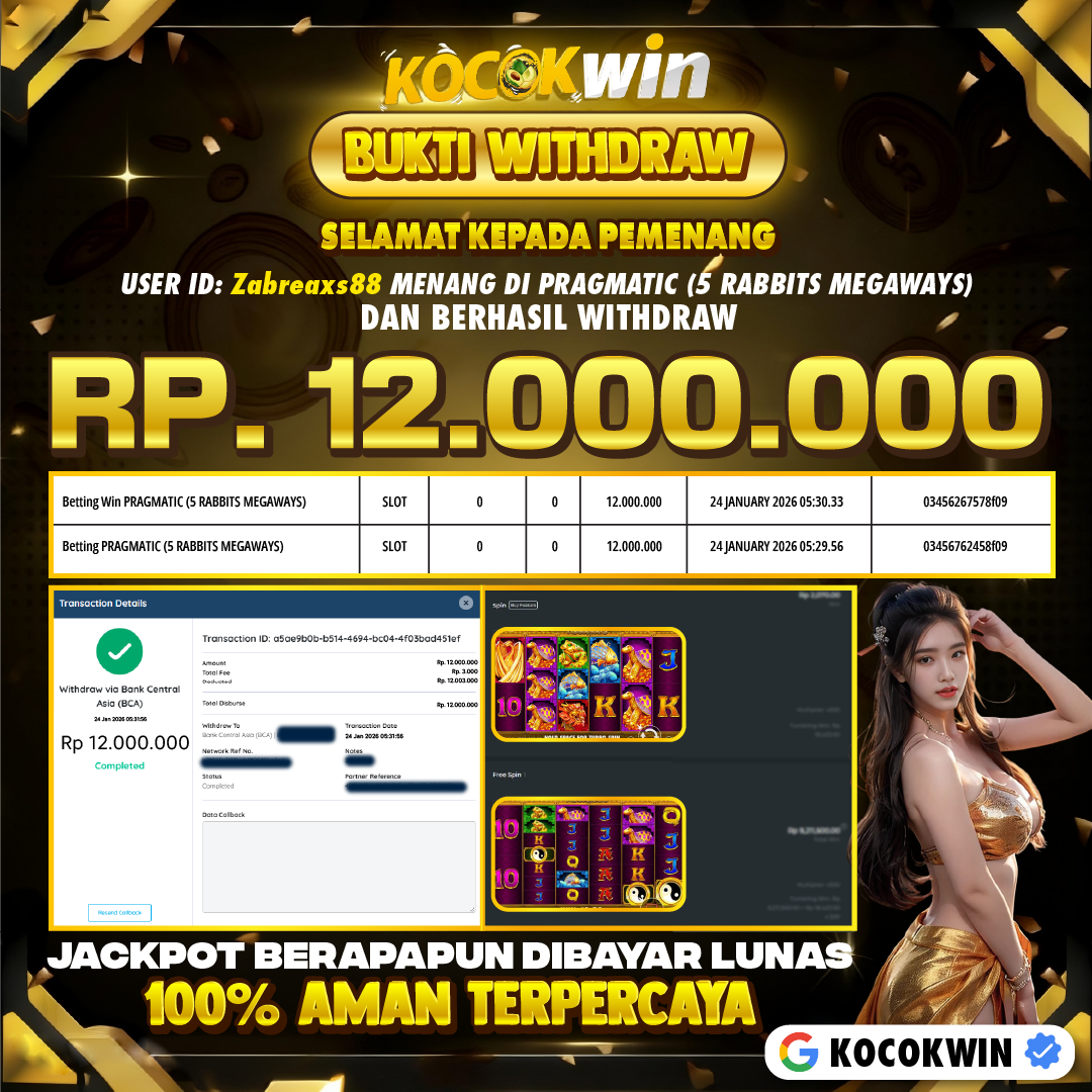 BUKTI WITHDRAW PRAGMATIC (5 RABBITS MEGAWAYS) - KOCOK WIN
