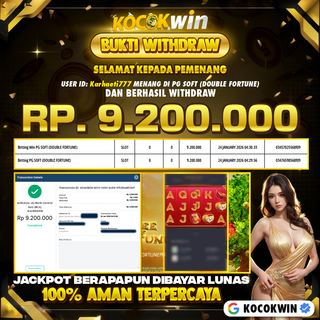 BUKTI WITHDRAW PG SOFT (DOUBLE FORTUNE) - KOCOK WIN