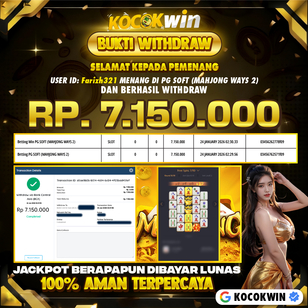 BUKTI WITHDRAW PG SOFT (MAHJONG WAYS 2) - KOCOK WIN