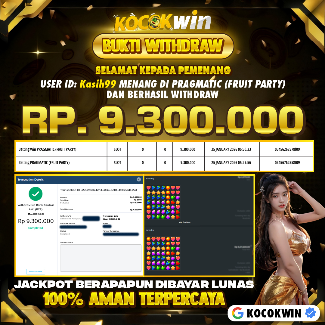 BUKTI WITHDRAW PRAGMATIC (FRUIT PARTY) - KOCOK WIN