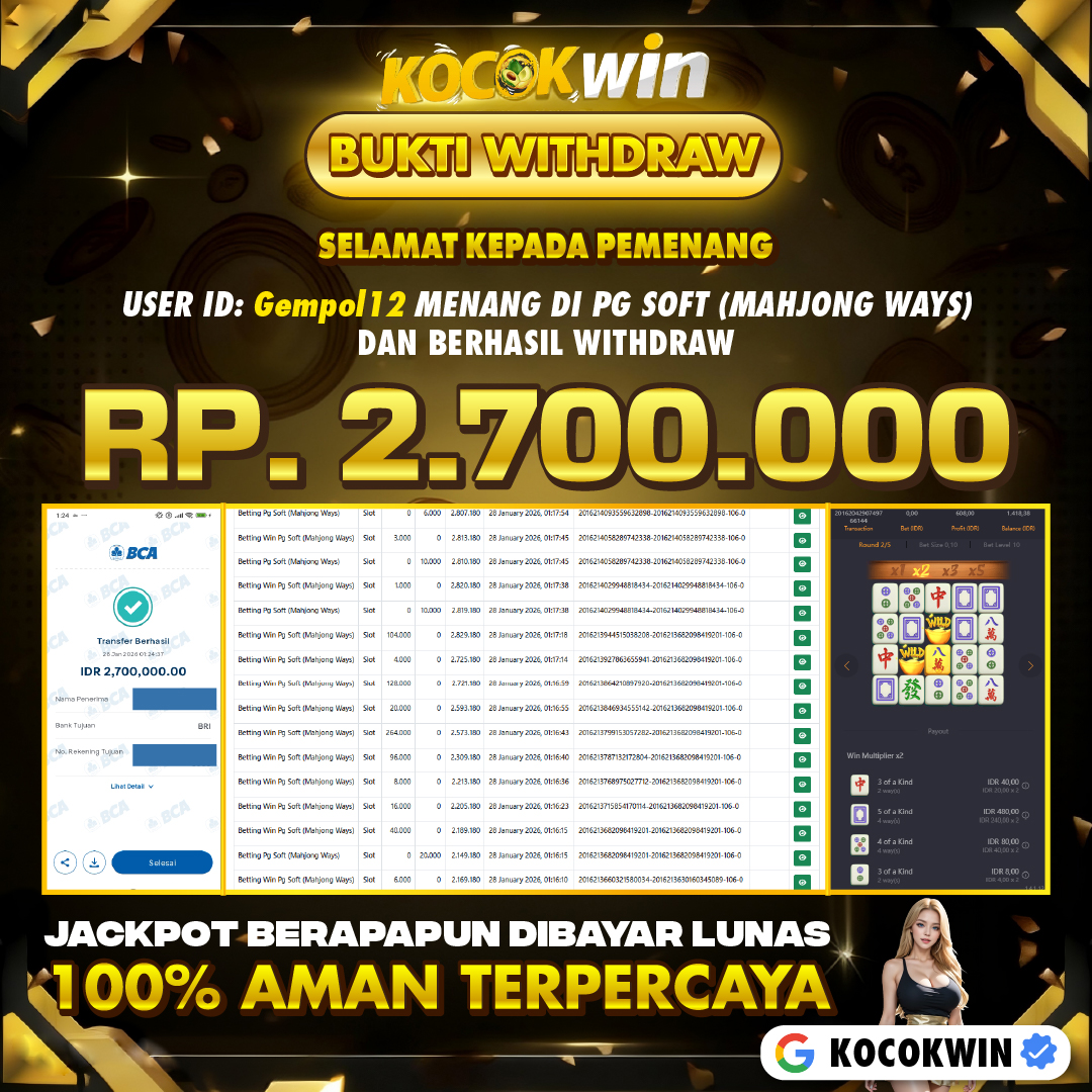 BUKTI WITHDRAW PG SOFT (MAHJONG WAYS) - KOCOK WIN