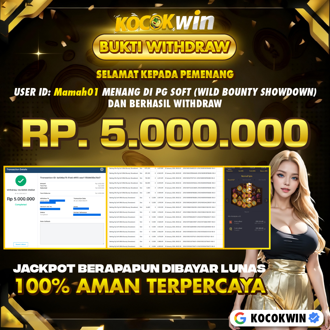 BUKTI WITHDRAW PG SOFT (WILD BOUNTY SHOWDOWN) - KOCOK WIN