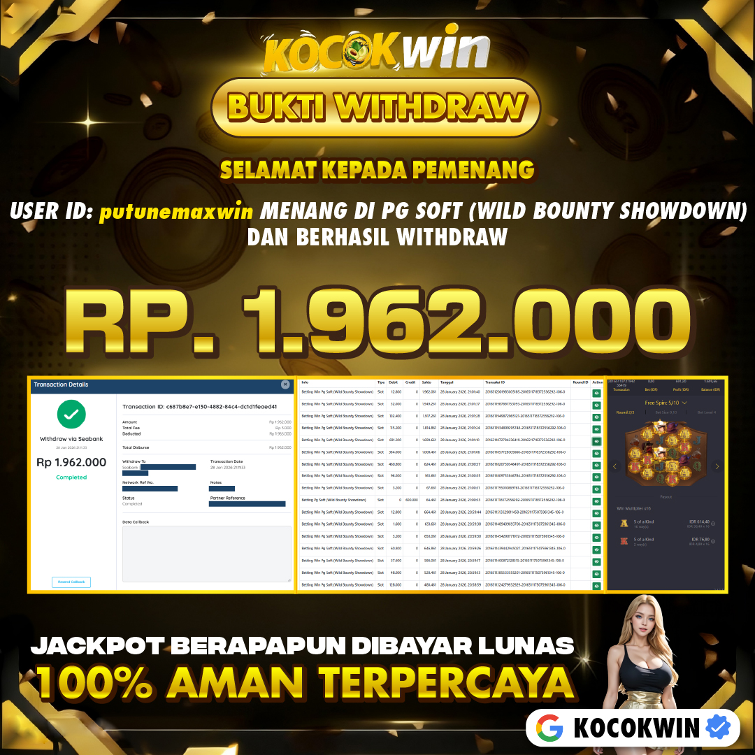 BUKTI WITHDRAW PG SOFT (WILD BOUNTY SHOWDOWN) - KOCOK WIN