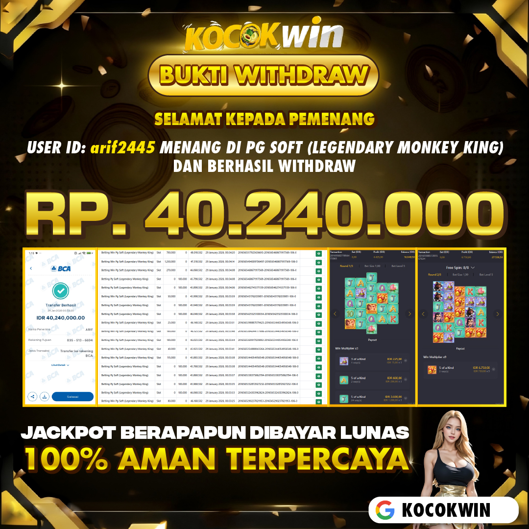 BUKTI WITHDRAW PG SOFT (LEGENDARY MONGKEY KING) - KOCOK WIN