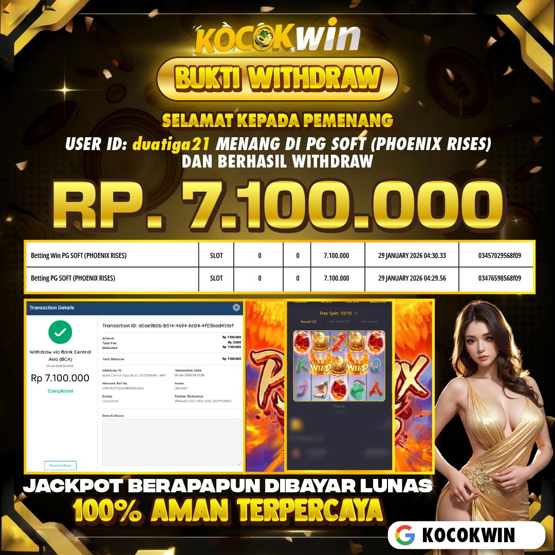 BUKTI WITHDRAW PG SOFT (PHOENIX RISES) - KOCOK WIN