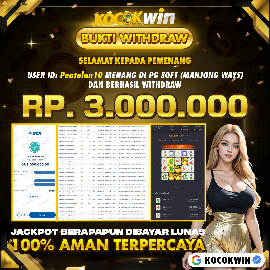 BUKTI WITHDRAW PG SOFT (MAHJONG WAYS) - KOCOK WIN
