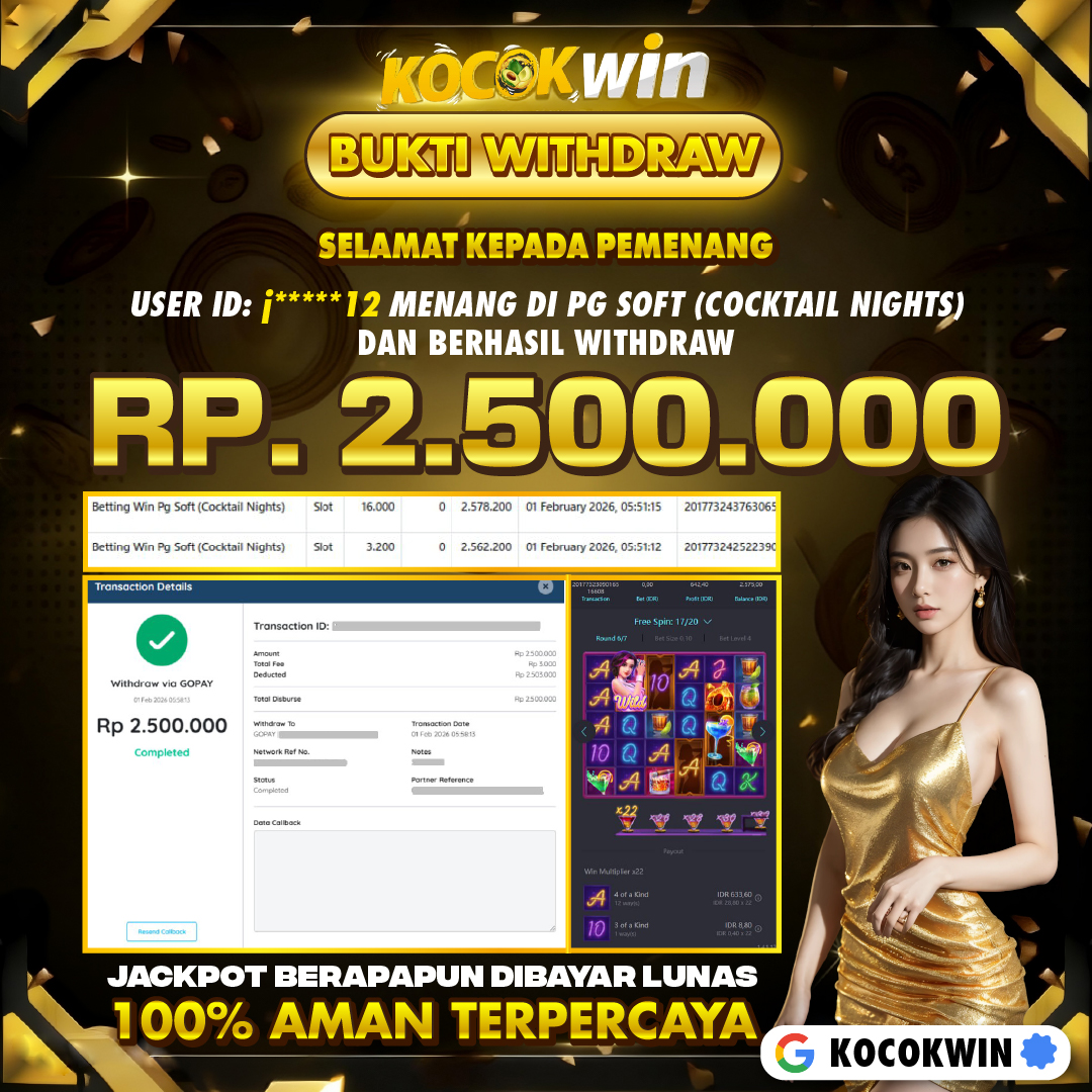 BUKTI WITHDRAW PG SOFT (COCKTAIL NIGHTS )- KOCOK WIN