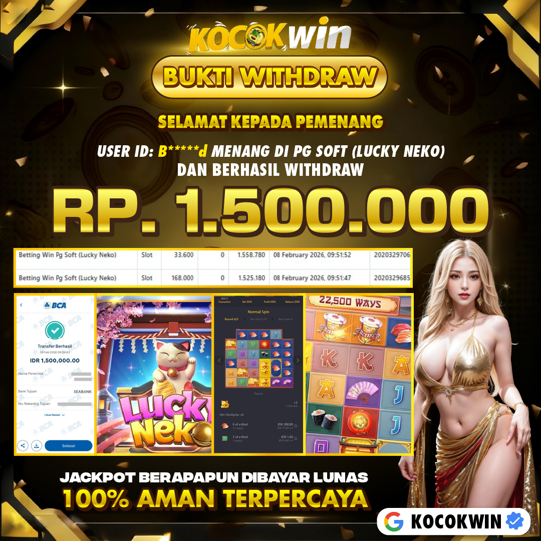 BUKTI WITHDRAW PG SOFT (LUCKY NEKO )- KOCOK WIN
