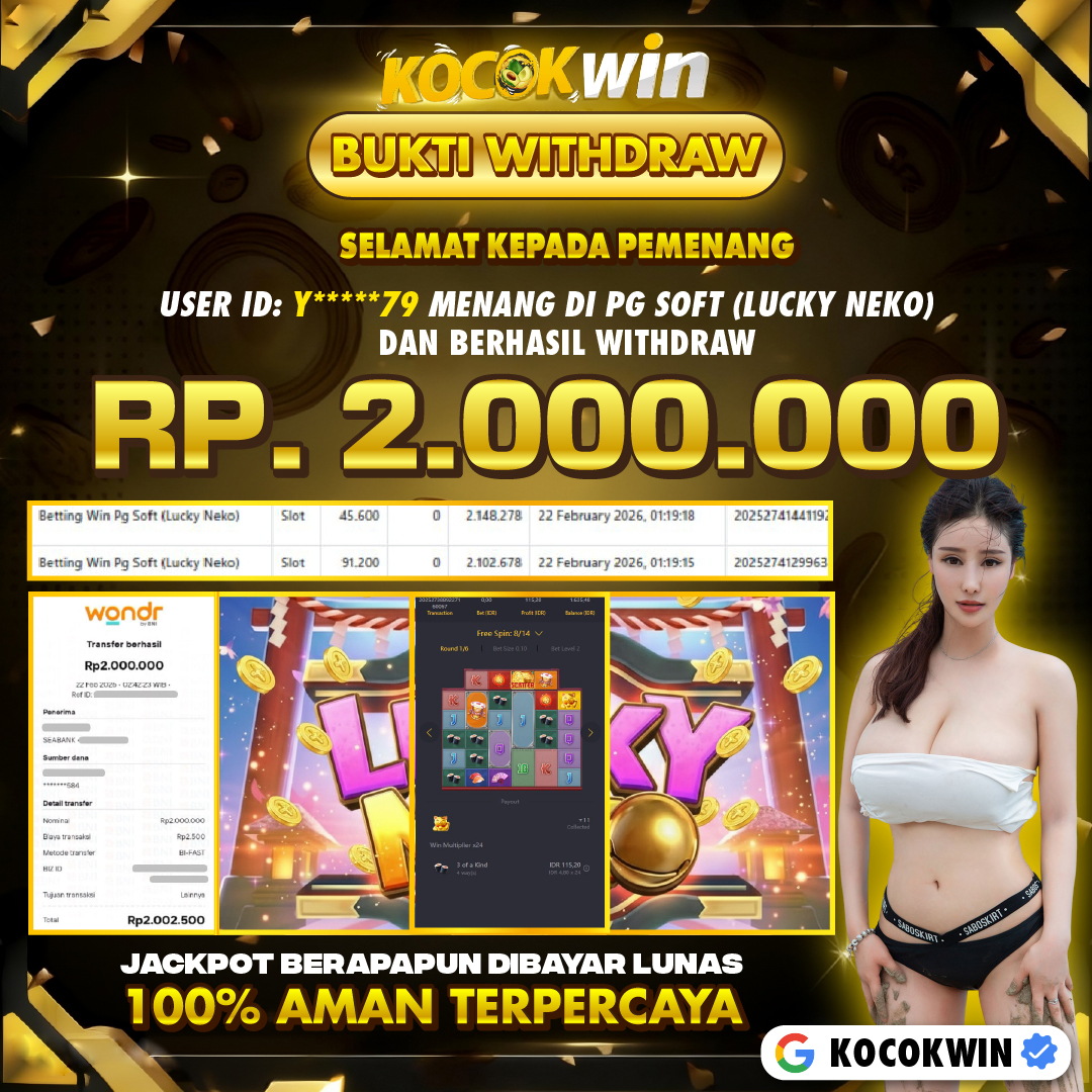 BUKTI WITHDRAW PG SOFT (LUCKY NEKO )- KOCOK WIN