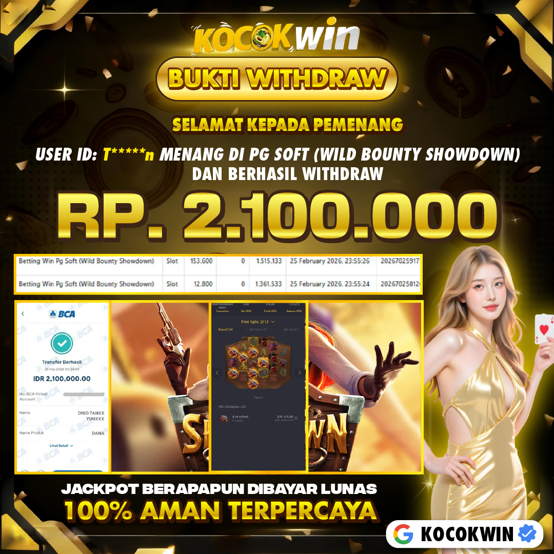 BUKTI WITHDRAW PG SOFT (WILD BOUNTY SHOWDOWN )- KOCOK WIN