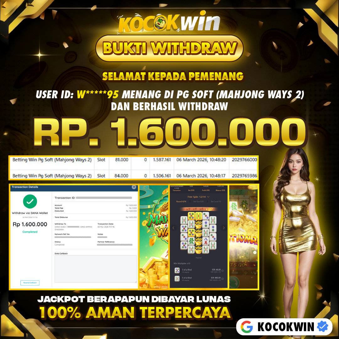 BUKTI WITHDRAW PG SOFT (MAHJONG WAYS 2 )- KOCOK WIN
