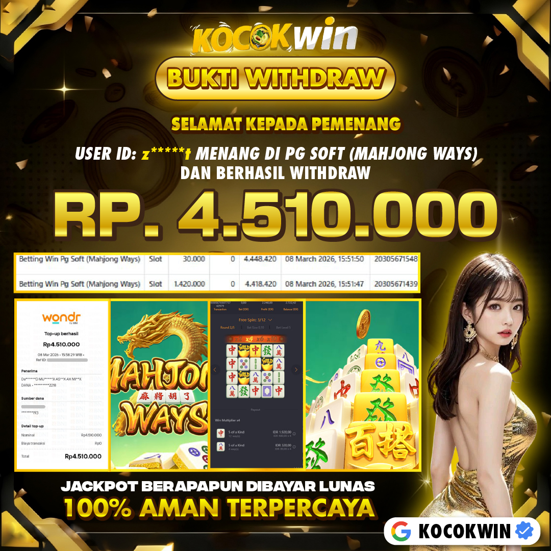 BUKTI WITHDRAW PG SOFT (MAHJONG WAYS )- KOCOK WIN