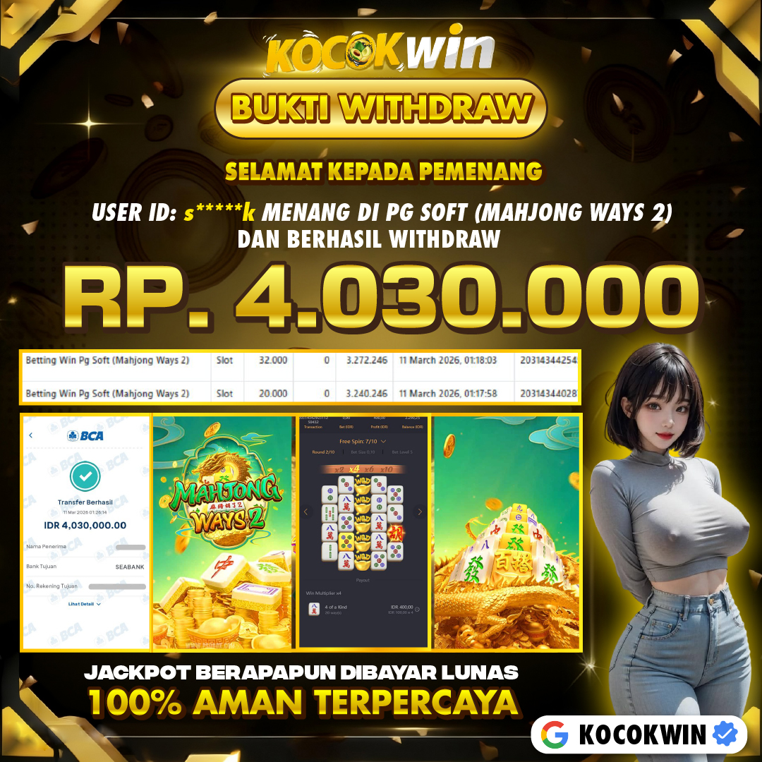 BUKTI WITHDRAW PG SOFT (MAHJONG WAYS 2)- KOCOK WIN