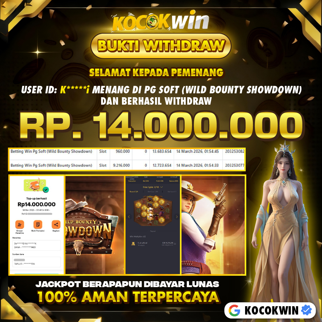 BUKTI WITHDRAW PG SOFT (WILD BOUNTY SHOWDOWN )- KOCOK WIN