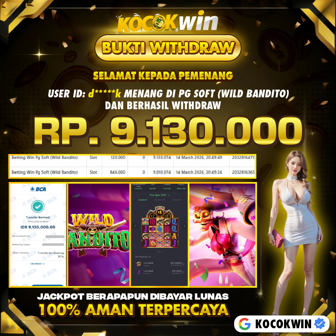 BUKTI WITHDRAW PG SOFT (WILD BANDITO )- KOCOK WIN