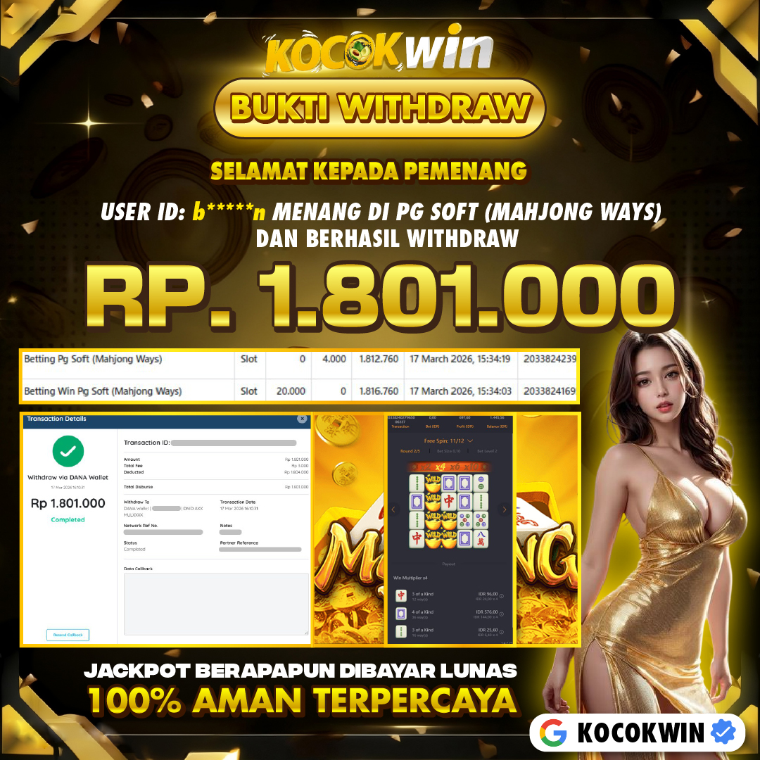 BUKTI WITHDRAW PG SOFT (MAHJONG WAYS )- KOCOK WIN