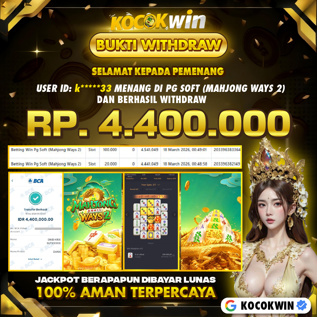 BUKTI WITHDRAW PG SOFT (MAHJONG WAYS 2)- KOCOK WIN
