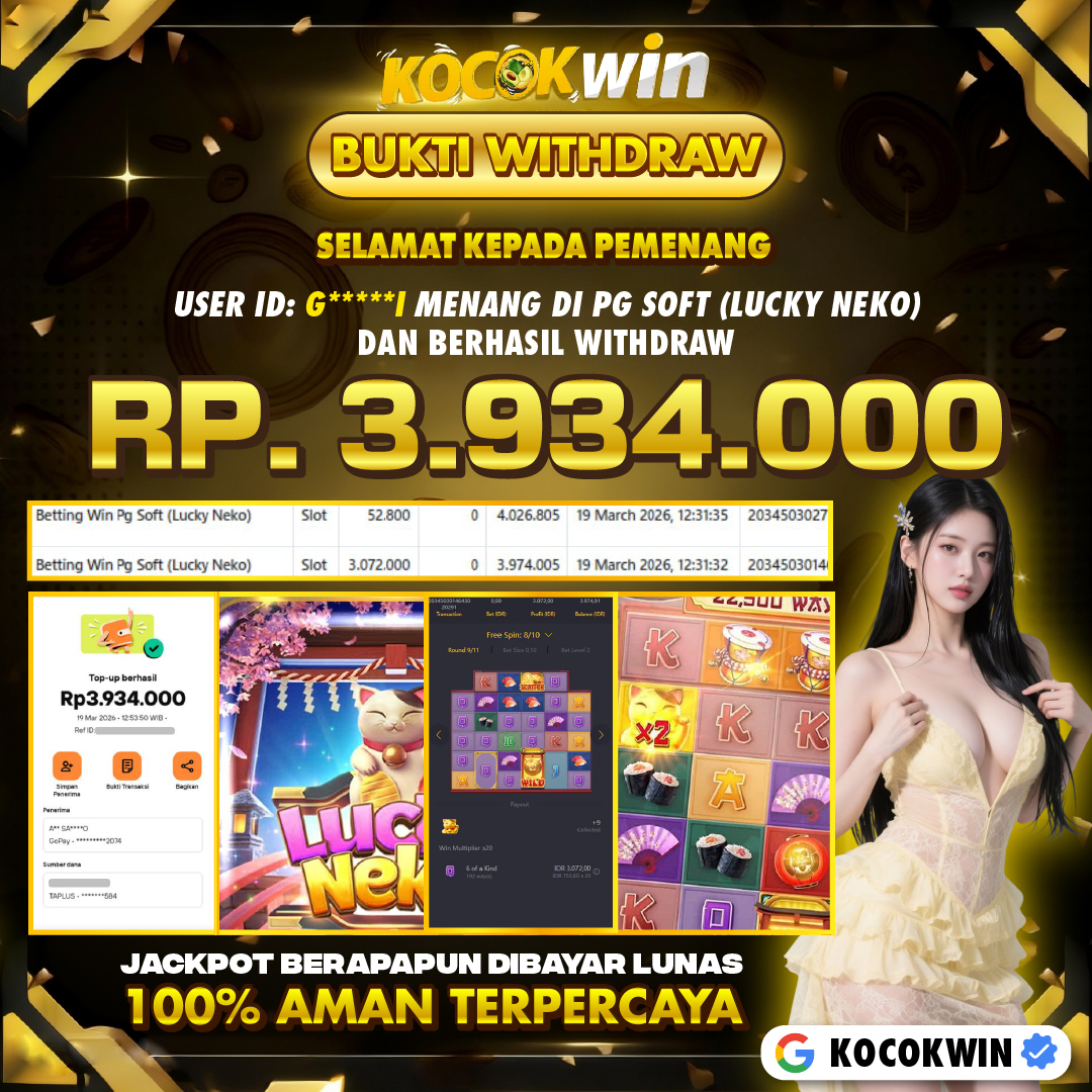 BUKTI WITHDRAW PG SOFT (LUCKY NEKO )- KOCOK WIN