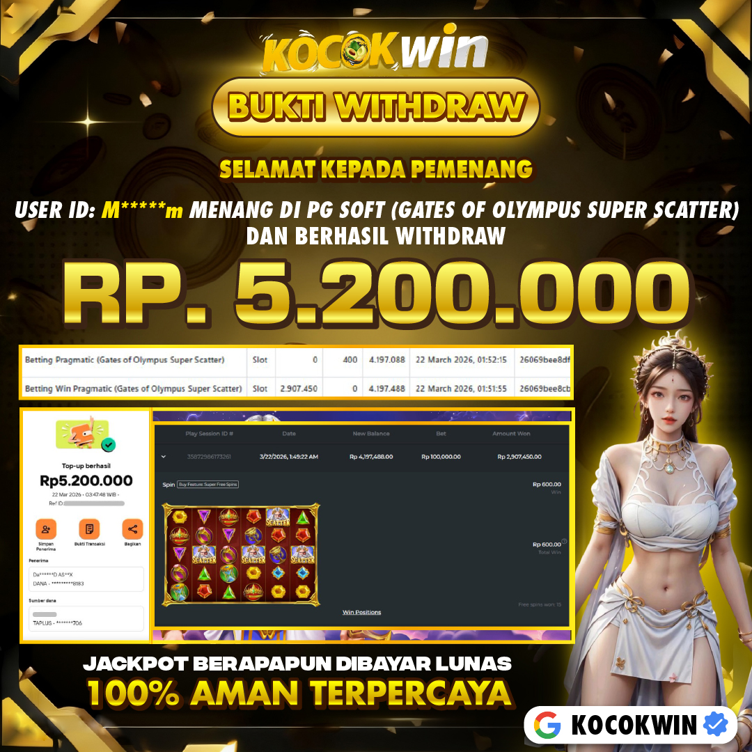 BUKTI WITHDRAW PRAGMATIC (GATE OF OLYMPUS SUPER SCATTER )- KOCOK WIN