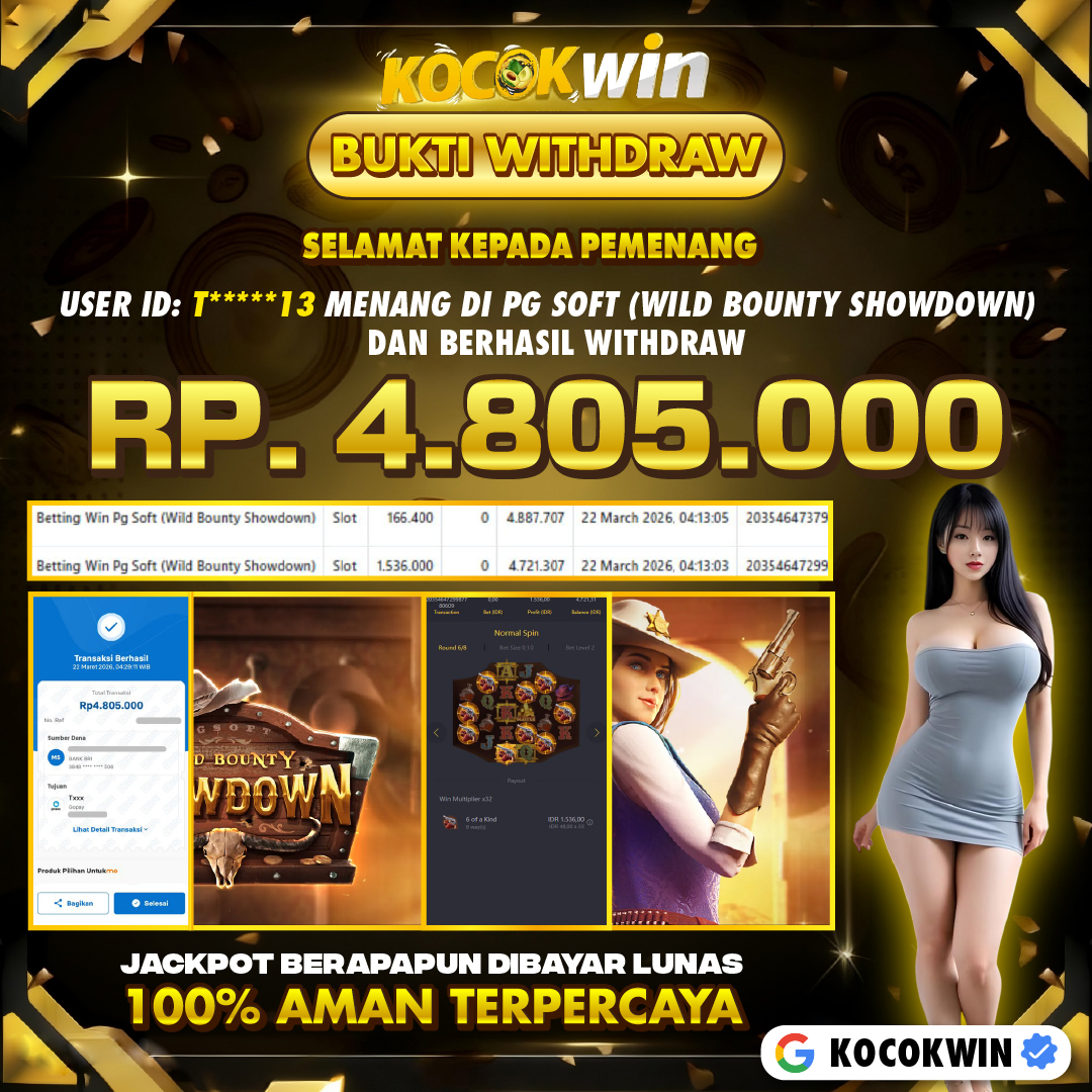 BUKTI WITHDRAW PG SOFT (WILD BOUNTY SHOWDOWN )- KOCOK WIN