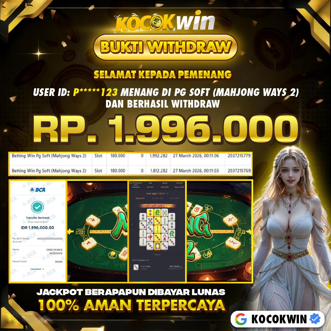 BUKTI WITHDRAW PG SOFT (MAHJONG WAYS 2)- KOCOK WIN