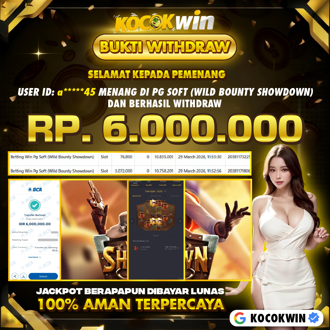 BUKTI WITHDRAW PG SOFT (WILD BOUNTY SHOWDOWN )- KOCOK WIN