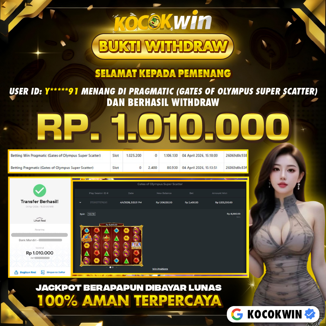 BUKTI WITHDRAW PRAGMATIC (GATE OF OLYMPUS SUPER SCATTER )- KOCOK WIN