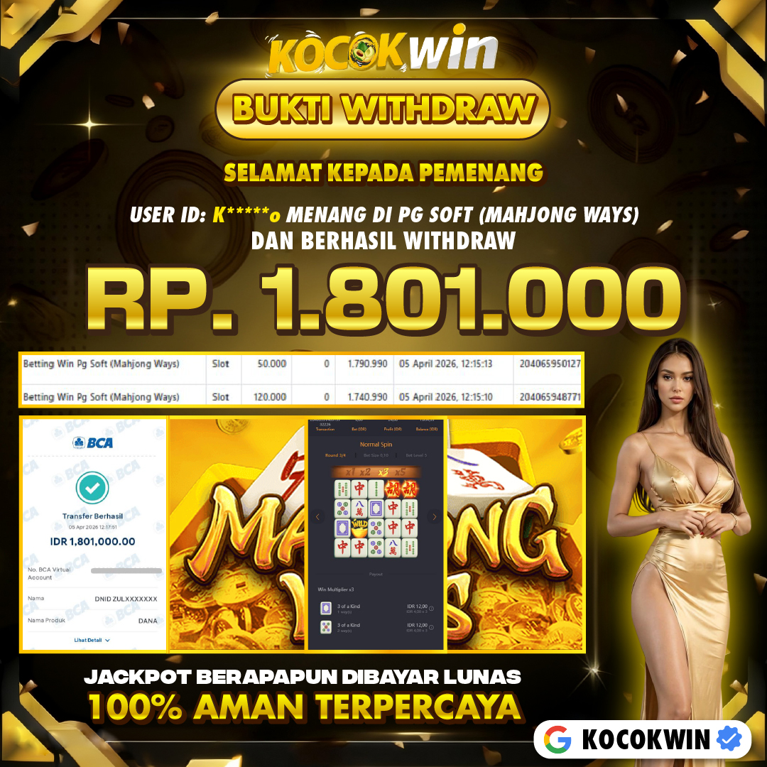 BUKTI WITHDRAW PG SOFT (MAHJONG WAYS )- KOCOK WIN