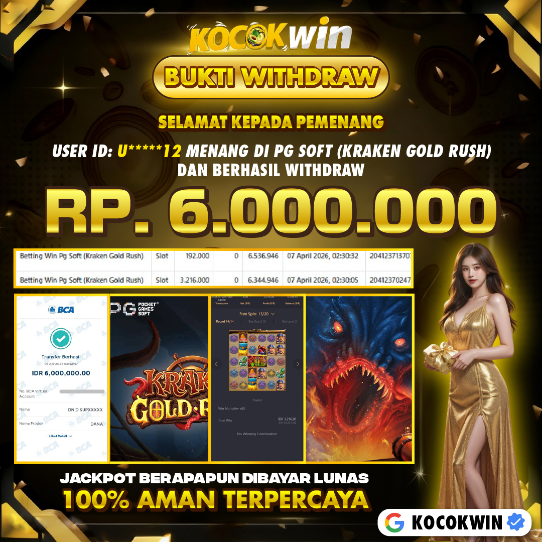 BUKTI WITHDRAW PG SOFT (KRAKEN GOLD RUSH )- KOCOK WIN