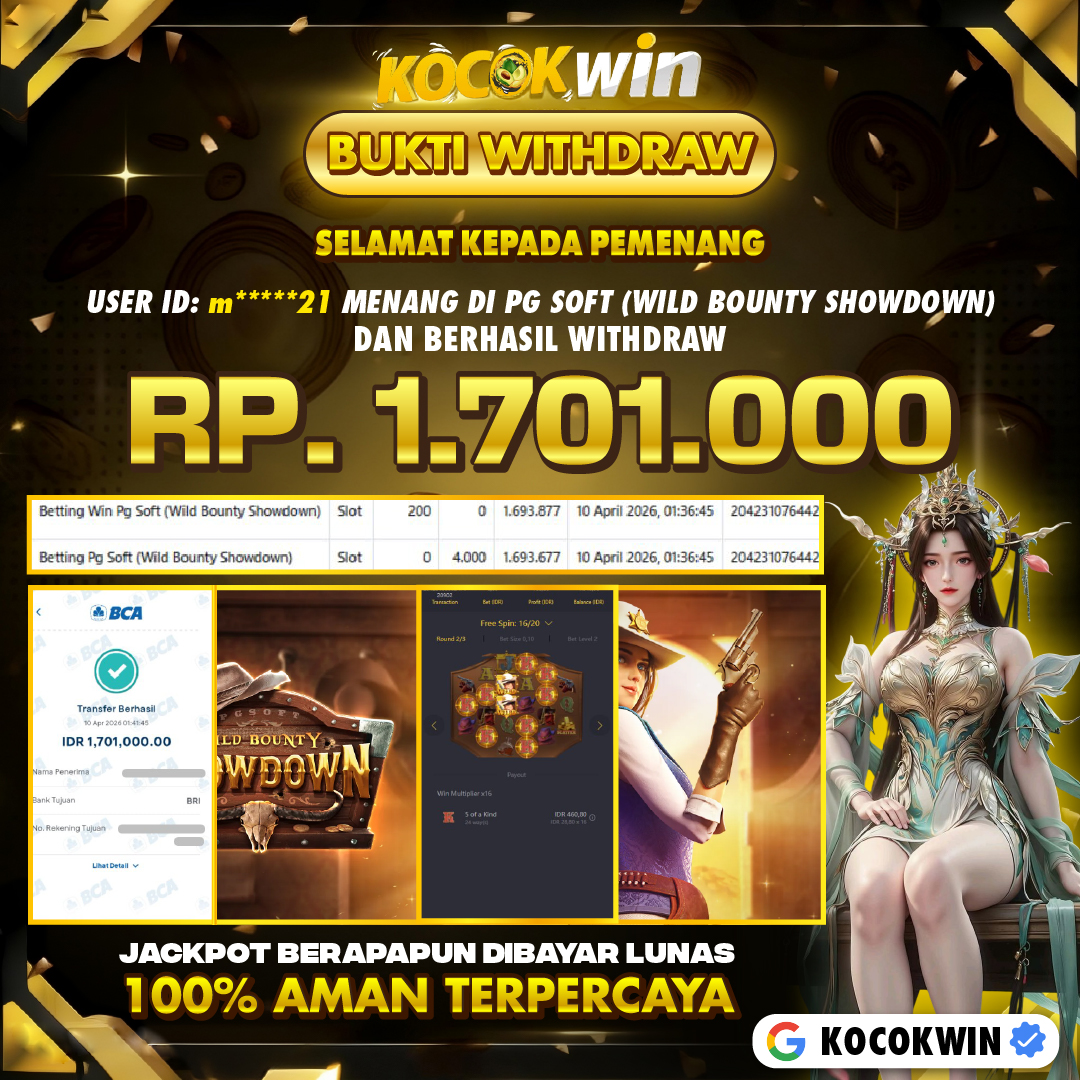 BUKTI WITHDRAW PG SOFT (WILD BOUNTY SHOWDOWN )- KOCOK WIN