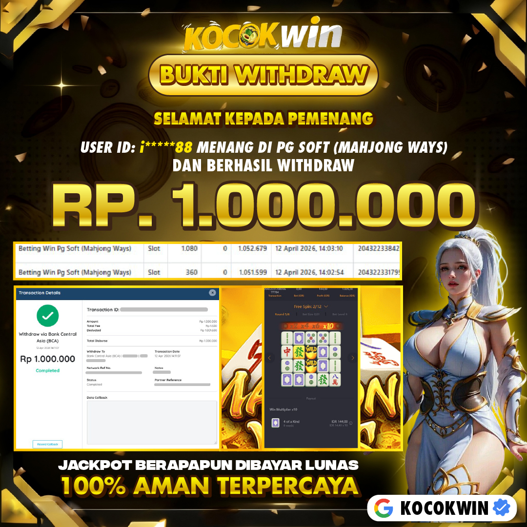 BUKTI WITHDRAW PG SOFT (MAHJONG WAYS )- KOCOK WIN