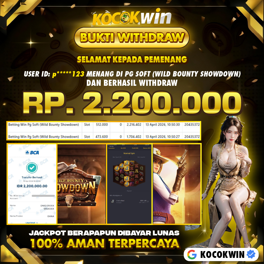 BUKTI WITHDRAW PG SOFT (WILD BOUNTY SHOWDOWN )- KOCOK WIN