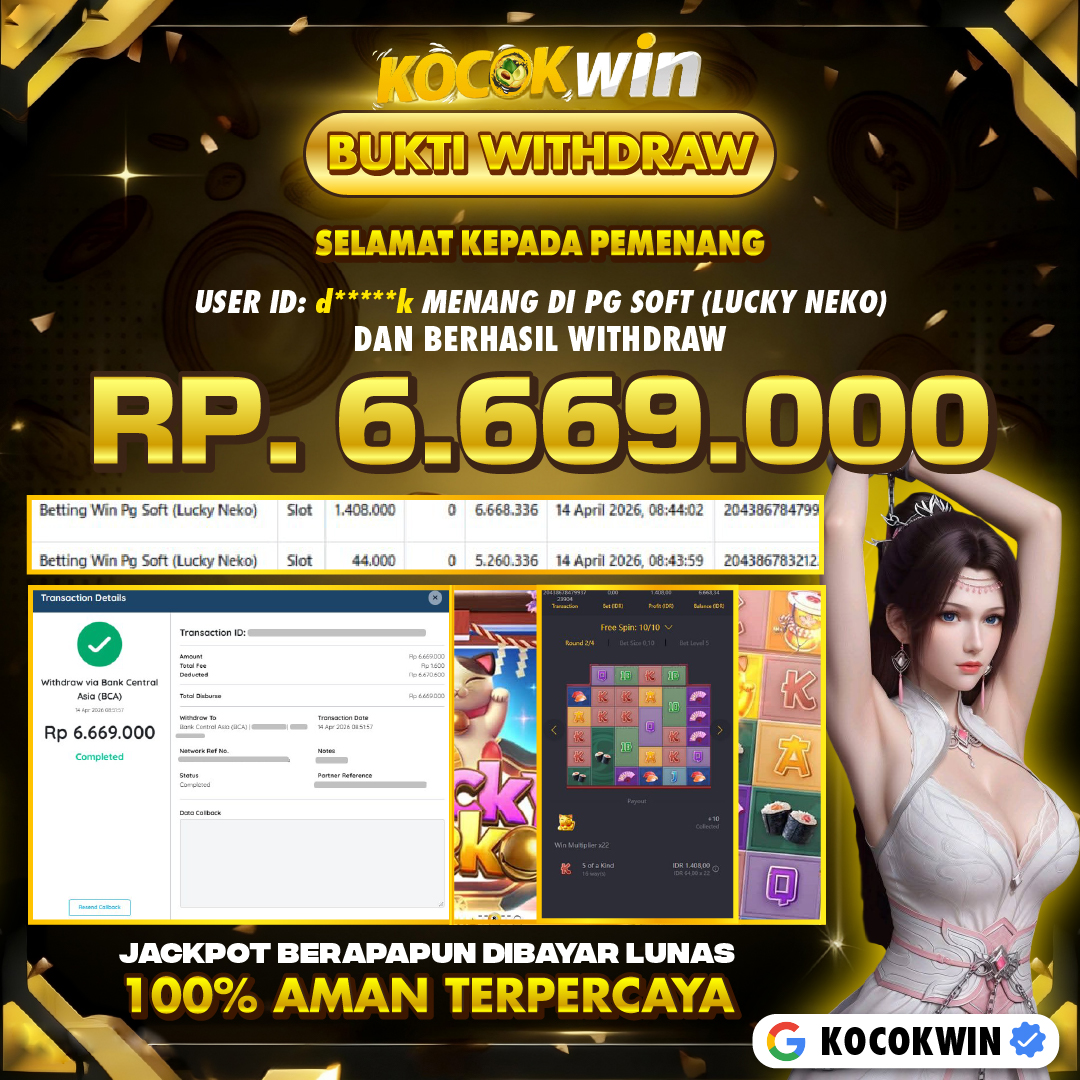 BUKTI WITHDRAW PG SOFT (LUCKY NEKO )- KOCOK WIN