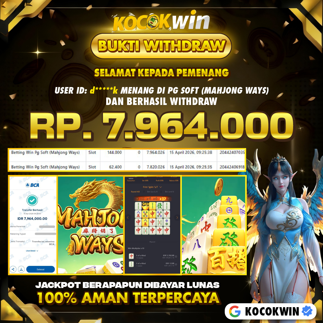 BUKTI WITHDRAW PG SOFT (MAHJONG WAYS )- KOCOK WIN