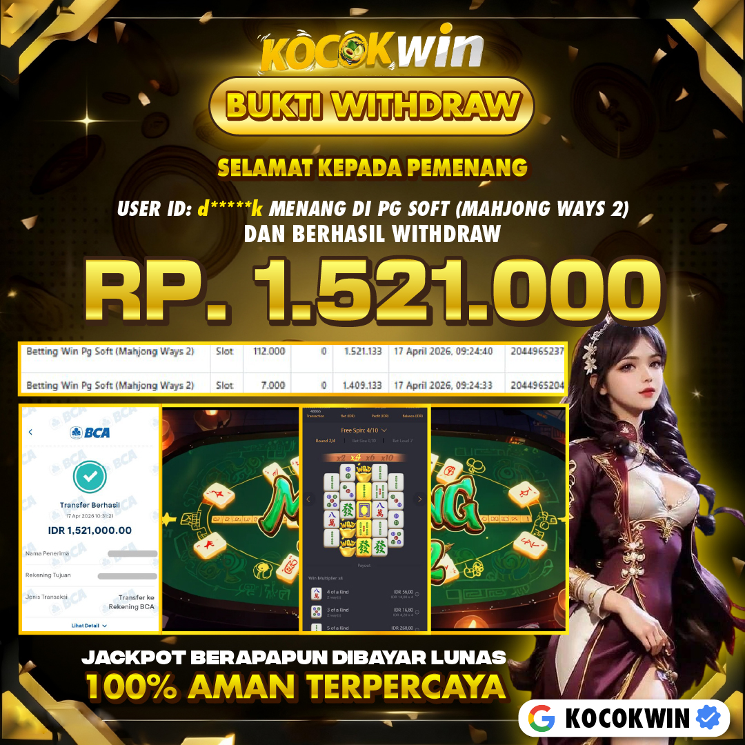 BUKTI WITHDRAW PG SOFT (MAHJONG WAYS 2)- KOCOK WIN