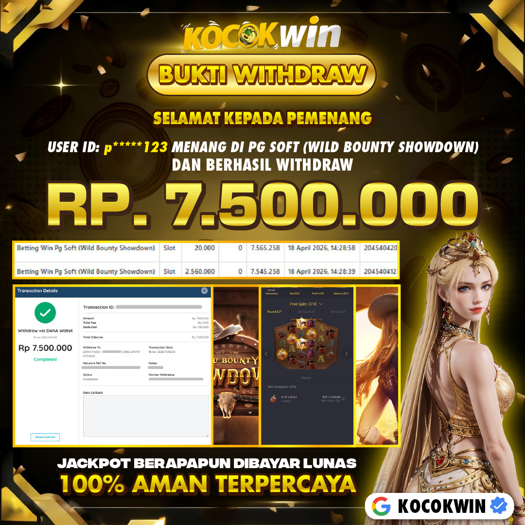BUKTI WITHDRAW PG SOFT (WILD BOUNTY SHOWDOWN )- KOCOK WIN