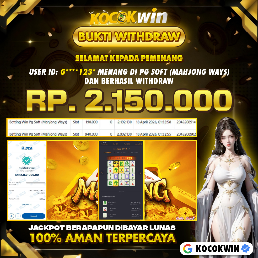 BUKTI WITHDRAW PG SOFT (MAHJONG WAYS )- KOCOK WIN