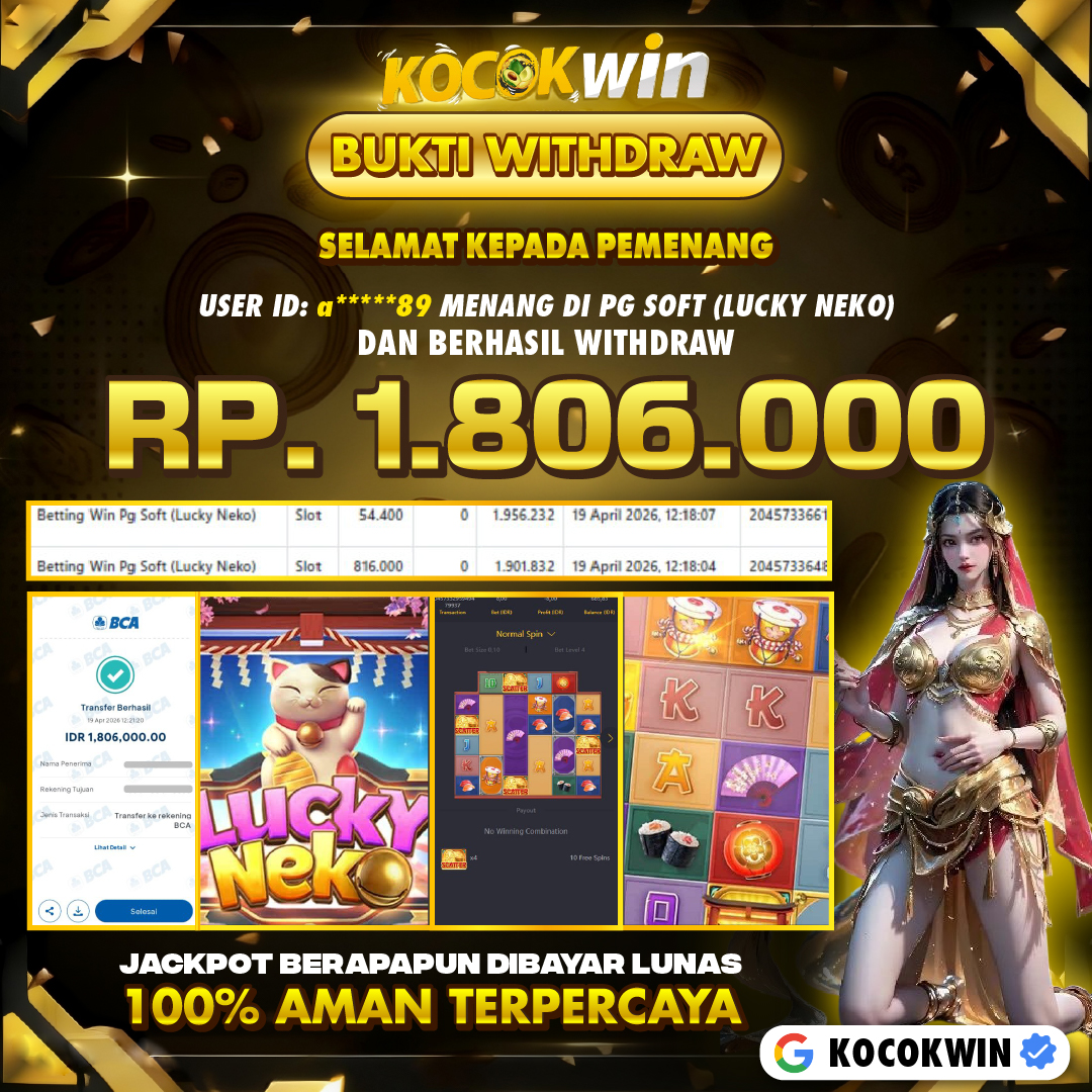 BUKTI WITHDRAW PG SOFT (LUCKY NEKO )- KOCOK WIN